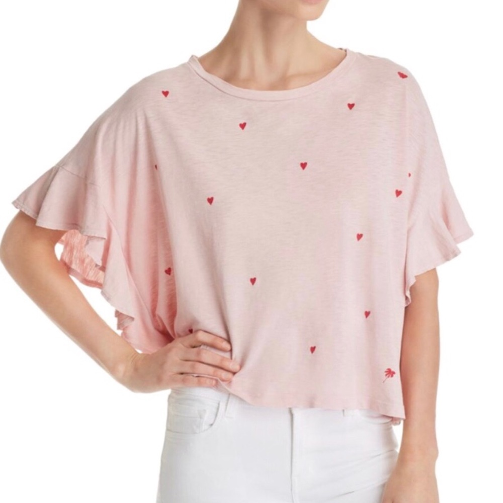 NWOT Sundry Blouse Pink Hearts Size 2 Medium